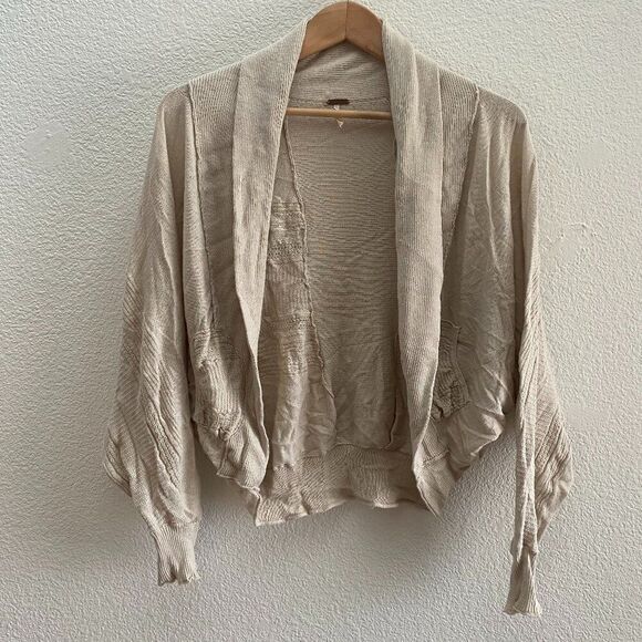Free People Dolman Bat Wing Cardigan Sweater XS / Small Beige Color Boho - Picture 1 of 4